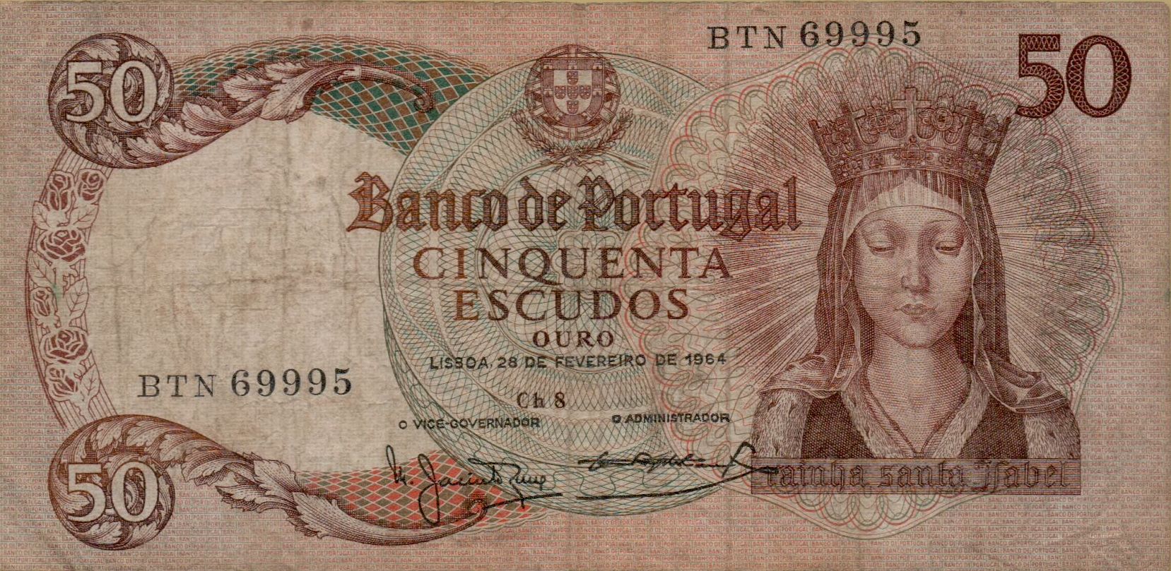 Portugal 50 1964 VF P-168/2 <b>[Serial# 69995]</b>
